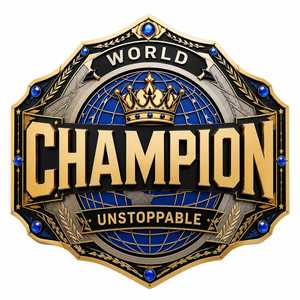 Ceinture de champion de lutte Champion du Monde Incassable avec boucle plaquée or bleu et impression par transfert thermique, taille adulte décontractée - Product Image 5