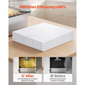 Lot de 100 feuilles de papier filtre pour friteuse commerciale 38/55L – Remplacement pour prolonger la durée de vie de l'huile - Product Image 3