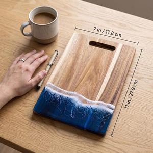 Planche à découper rectangulaire en acacia personnalisée, planche à découper artisanale pour la cuisine, planche de préparation alimentaire durable, épaisseur 1,2 cm, passe au lave-vaisselle - Product Image 2