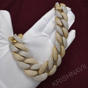Chaîne cubaine de luxe 24MM en moissanite plaqué or et argent pour homme, collier hip-hop glacé, bijoux de mode, pièce maîtresse pour soirée, IGI - Product Image 5