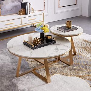 Table basse en marbre de haute qualité pour salon couleur dorée simple avec quatre piliers - Product Image 6