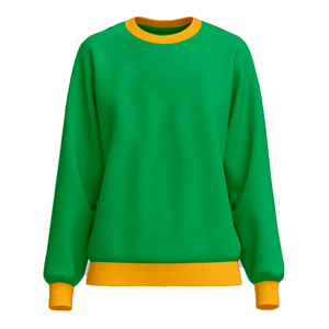 Sweat-shirt vert à col rond, coupe classique, couleur unie, manches longues, décontracté, unisexe - Product Image 1