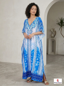 Women Printed <b>Kaftan</b> Dress Loose Fit Comfortable <b>Beach</b> Wear Lightweight Fabric Stylish Resort Island Vacation Bulk Order Supply - Product Image 5
