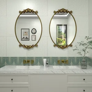 Oval Brass <b>Wall</b> Mirror 36x24 Inch Traditional Decorative <b>Frame</b> for Living Room Entryway Home Decor - Product Image 3