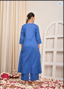 Ensemble de costume brodé Gota Peach Mal Chanderi coupe trapèze - Product Image 5