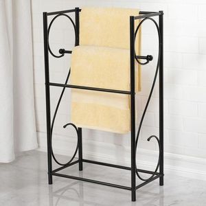 Porte-serviettes vertical en métal noir, type sur pied pour la maison, finition laquée, type de produit : supports de rangement, étagères - Product Image 1