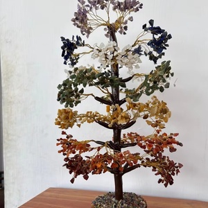 Rais Agate Crystals Seven <b>Chakra</b> Crystal <b>Tree</b> Home Decor Good Luck Multicolor Golden Wire Energy Gujarat - Product Image 1