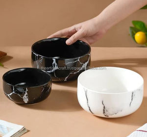 Ensemble de bols de vaisselle en marbre, 3 pièces, design créatif et écologique pour la soupe de riz, la vaisselle pour la décoration intérieure, l'artisanat et les cadeaux. - Product Image 1