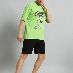 Nouvel ensemble d'été décontracté pour homme : T-shirt à manches courtes et short respirant 100 % coton, séchage rapide, motif uni, personnalisable - Product Image 1