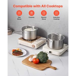 Casserole en acier inoxydable antiadhésive Ergo de 4 Qt avec couvercle en verre, petite casserole multifonctionnelle - Product Image 5