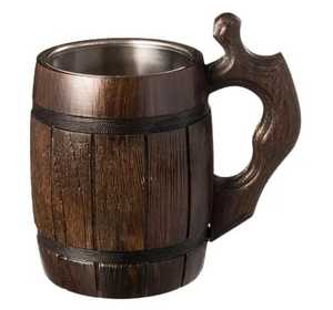 Jarra de Cerveza Vintage de Madera con Revestimiento de Acero Inoxidable, Vaso de Madera para Bebidas, Venta al por Mayor - Product Image 1