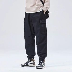 Pantalones de trabajo casuales para hombre, de cintura media, estilo cargo, con cremallera, doble rodilla y múltiples bolsillos, de corte holgado, de sarga - Product Image 6