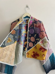 Indian Handmade Kantha Quilted Cotton <b>Jacket</b> For Women <b>Patchwork</b> Boho <b>Jacket</b> - Product Image 1