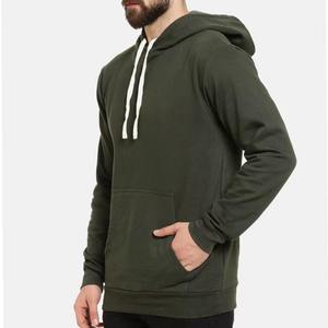 Vente en gros de sweats à capuche en coton molletonné vert olive de haute qualité pour hommes, style décontracté, vintage, respirant et léger pour hommes - Product Image 5