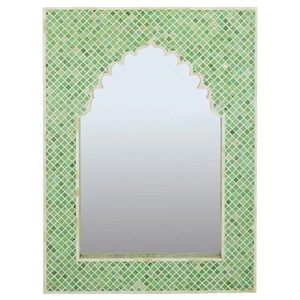 Handcrafted Wooden Accent <b>Mirror</b> Artistic Green Mosaic Design Premium Decorative Piece for Stylish Homes - Product Image 3