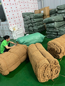 COCONUT FIBER MODERN WOVEN SUNSHADE MAT with HANGING EYELET Metal <b>Rings</b> & Hooks in VIETNAM at BEST WHOLESALE PRICE - Product Image 1