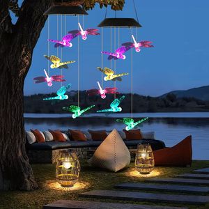 2 Piezas de Campanas de Viento Solares LED con Forma de Libélula que Cambian de Color, con Cuerpo de ABS Impermeable IPX4 - Product Image 2