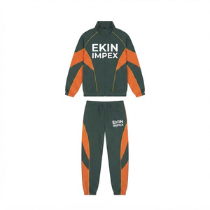 Custom Logo Men’s Tracksuit Set Color Block <b>Zip</b> <b>Up</b> <b>Jacket</b> and Jogger Pants Wholesale Activewear - Product Image 1