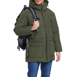 Veste d'hiver pour homme, veste longue décontractée, épaisse, de style outdoor, veste matelassée avec capuche, parka noire de sport, parka hip hop - Product Image 5