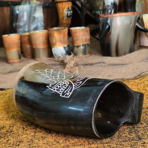 แก้วมักลายวัวฮอร์นสไตล์ไวกิ้งทำมือถ้วยดื่มเบียร์ธรรมชาติ - Product Image 2