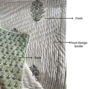 Colcha Reversible Floral 100% Algodón con Estampado a Mano, Manta Acolchada Premium Hecha a Mano, Ecológica y Sostenible - Product Image 4