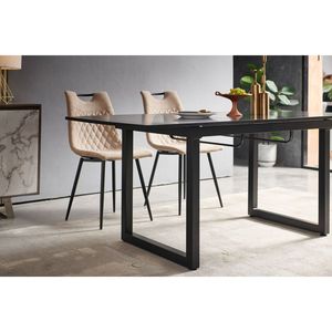Modern Square Extendable Dining <b>Table</b> Black Color with Metal Leg 70.86"W X 31.5"<b>D</b> Space Saving for Kitchen & Living Room - Product Image 2