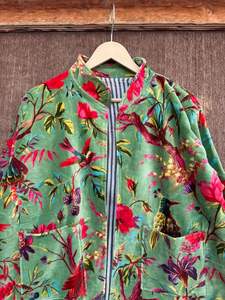 Veste kimono en velours à imprimé oiseaux, robe florale, cadeau pour demoiselle d'honneur - Product Image 2