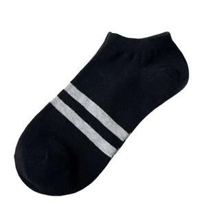 <b>Men's</b> White Ankle <b>Socks</b> With Black <b>Stripes</b> Breathable Thin Cotton Knitted Daily Wear Summer Style - Product Image 3
