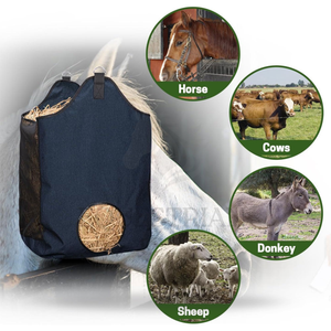 Slow Feed Horse Hay Bag Adjustable Strap Nylon <b>Equestrian</b> Feeding Bag with Front Hole for Stable and Trailer Use - Product Image 4
