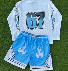 2025 nueva llegada personalizada ropa de calle informal para hombres camiseta multicolor conjunto pantalones cortos al por mayor verano 2 piezas pantalones cortos de chándal - Product Image 4
