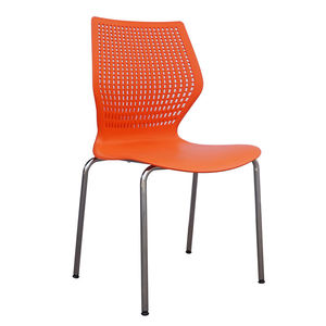 White <b>Stackable</b> Modern PP Plastic <b>Dining</b> <b>Chair</b> with Metal Legs for Hotel Cafe Restaurant Office Use - Product Image 2
