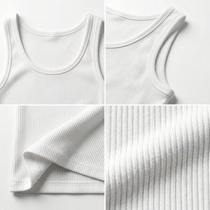 Ribbed <b>Tank</b> <b>Top</b> Sleeveless Scoop Neck Fitted Knit Casual Active Wear Breathable Stretch Custom OEM Wholesale Manufacturer - Product Image 5