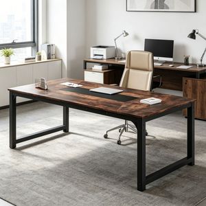 Tavolo da Conferenza dal Design Minimalista Contemporaneo, Lussuoso Pannello in Acciaio Pieghevole Stile Legno per Ufficio o Sala Riunioni Scolastica - Product Image 6