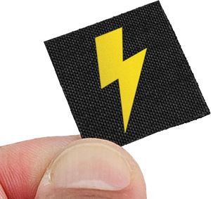 Flower Shape Nonwoven Felt Laser Cut <b>Sew</b>-<b>On</b> <b>Patch</b> with Black and Yellow Lightning Bolt Design - Product Image 1