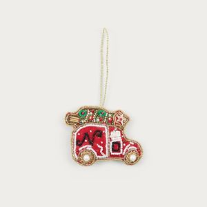 Vintage Red Truck Christmas <b>Ornament</b> Handcrafted Velvet 4-inch Gift Set Traditional <b>Car</b> Shape - Product Image 1