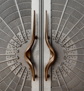 Manijas de Puerta Comerciales Modernas de Aluminio Maxery, Bronce Antiguo, Diseño de Onda Grande, Herrajes para Puertas de Entrada para Hospitales, Cocinas y Hoteles - Product Image 2