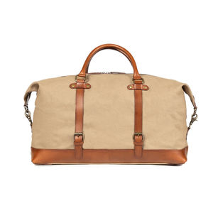 Bolsa de Viaje de Lona y Cuero con Cierre, Impermeable, Estilo Vintage, para Fin de Semana, Gimnasio o Viajes Cortos, LCTB-0001 - Product Image 2
