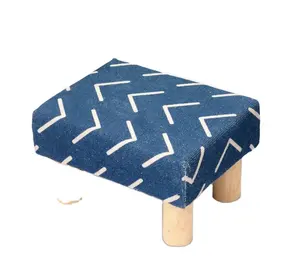 Tabouret en bois massif en coton couleur bleue tabouret moderne et élégant ottaman