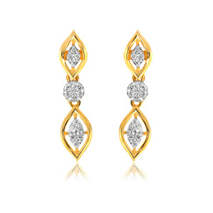 18K Yellow Gold Marquise Teardrop <b>Dangle</b> <b>Earrings</b> with Round Cut Lab Grown <b>Diamonds</b> Geometric Luxury Fine Jewelry for Women - Product Image 1