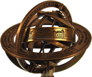 Esfera Armilar de Latón Metálico Vintage con Base de Madera, Instrumento Astronómico Antiguo, Zodíaco, Reloj Solar, Decoración de Escritorio, Coleccionable - Product Image 3
