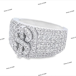 925 <b>Silver</b> Money Dollar Sign Moissanite Diamond <b>Ring</b> Hip Hop Diamond <b>Ring</b> with Dollar Sign for <b>Men</b> and Women - Product Image 4