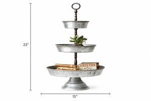 Support à gâteau à trois étages en fer forgé, finition antique, lavable au lave-vaisselle, réutilisable, présentoir à desserts multi-niveaux, artisanat licorne - Product Image 2
