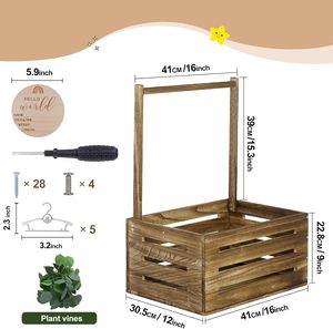 Wooden Storage Box With Hanging <b>Rack</b> Rectangle Multifunctional Toys Organizer 50x40x30cm Rustic Style For Kids Room - Product Image 3