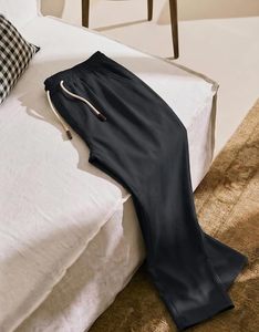 Men's <b>Black</b> Casual <b>Pants</b> Straight Fit Elastic Waist Drawstring Closure Side Pockets Breathable Polyester Cotton Blend Autumn - Product Image 2
