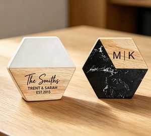 Decorative Wood Marble <b>Drink</b> <b>Coaster</b> Set Premium Handmade Stone <b>Coasters</b> for Restaurant Cafe And Hotel Use - Product Image 2