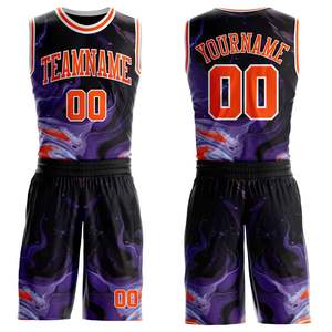 Conjunto de Uniforme de Baloncesto Personalizado en Naranja y Negro, Jersey y Pantalones Cortos de Poliéster Reciclado con Sublimación, Malla Antibacteriana OEM - Product Image 1