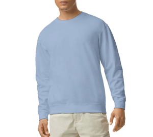 Men's <b>Light</b> Blue Round Neck Full Sleeve Casual Knitted Sweatshirt 100% Cotton Solid Color Autumn Wear - Product Image 1