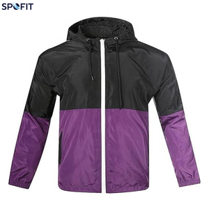 Veste imperméable pour homme, coupe-vent, à capuche, avec blocs de couleur, fermeture éclair, légère, sportive, pour le printemps - Product Image 5