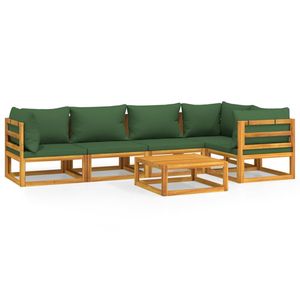 Ensemble de salon de jardin vert en bois d'acacia massif avec collection de meubles d'extérieur haut de gamme en polyester moyen - Product Image 2