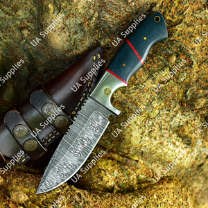 Cuchillo de Supervivencia de Acero de Damasco Forjado a Mano de Primera Calidad, Hoja Fija, para Campismo, Caza, Uso Diario, con Mango de Micarta y Funda - Product Image 5